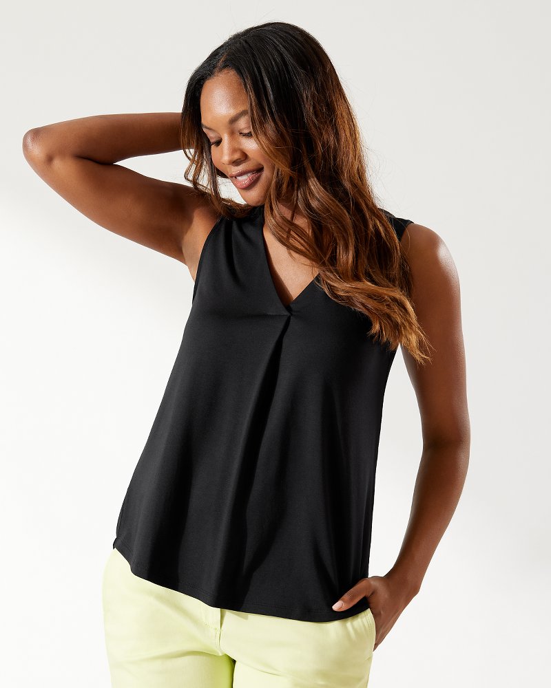 Kauai Box Pleat Tank Top Black | Tommy Bahama Featured - Kauai Box Pleat Tank Top