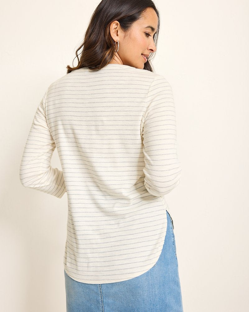 Ashby Isles Metallic Stripe 3/4-Sleeve T-Shirt Coconut | Tommy Bahama Smart Buy - Ashby Isles Metallic Stripe 3/4-Sleeve T-Shirt