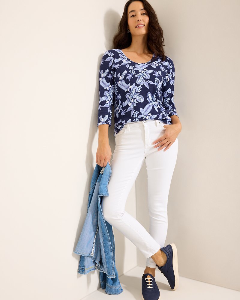 Ashby Isles Hightide Flora 3/4-Sleeve T-Shirt Coastline | Tommy Bahama Great Value - Ashby Isles Hightide Flora 3/4-Sleeve T-Shirt