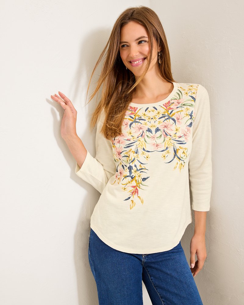Ashby Isles Flora Amora 3/4-Sleeve T-Shirt Coconut | Tommy Bahama Value - Ashby Isles Flora Amora 3/4-Sleeve T-Shirt