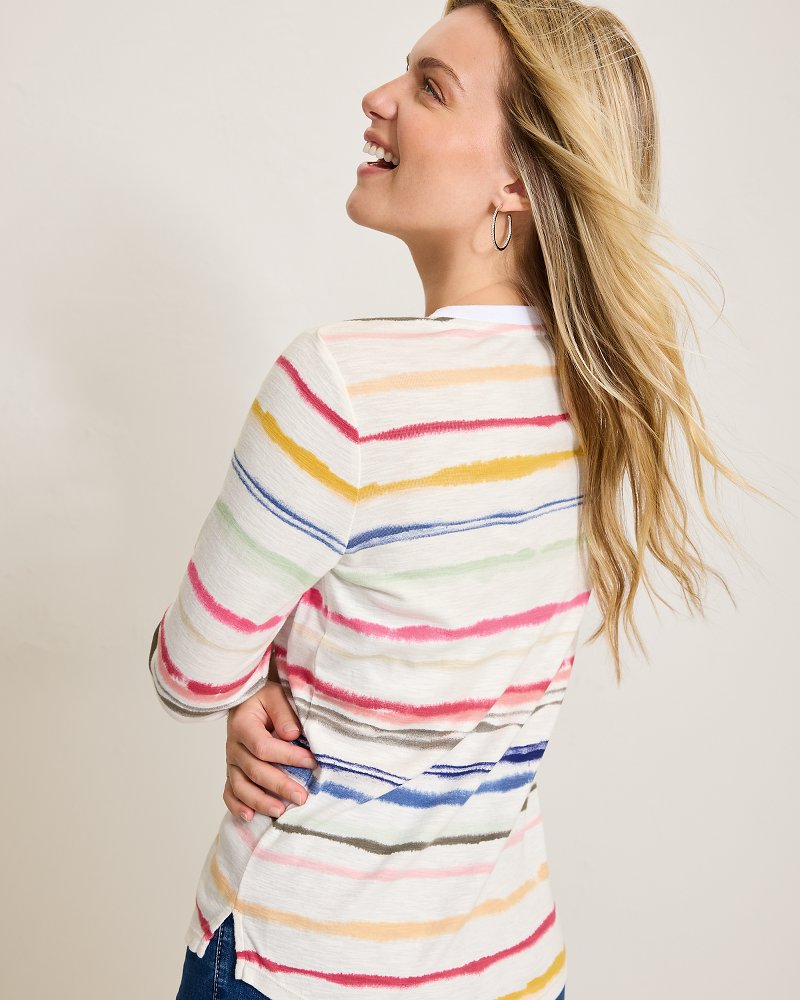 Ashby Isles Sealight Stripe 3/4-Sleeve T-Shirt Coconut | Tommy Bahama Discount - Ashby Isles Sealight Stripe 3/4-Sleeve T-Shirt