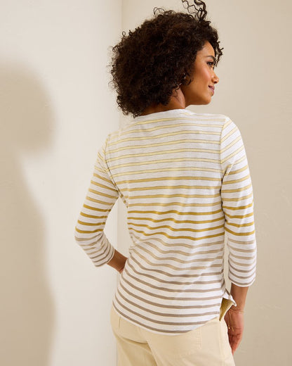 Ashby Isles Horizon Stripe 3/4-Sleeve T-Shirt Travertine | Tommy Bahama Best Seller - Ashby Isles Horizon Stripe 3/4-Sleeve T-Shirt