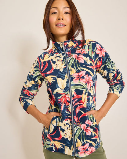 Aruba Flora Amora Full-Zip Sweatshirt Island Navy | Tommy Bahama Hot Sale - Aruba Flora Amora Full-Zip Sweatshirt