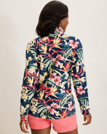 Aruba Flora Amora Half-Zip Sweatshirt Island Navy | Tommy Bahama Latest - Aruba Flora Amora Half-Zip Sweatshirt