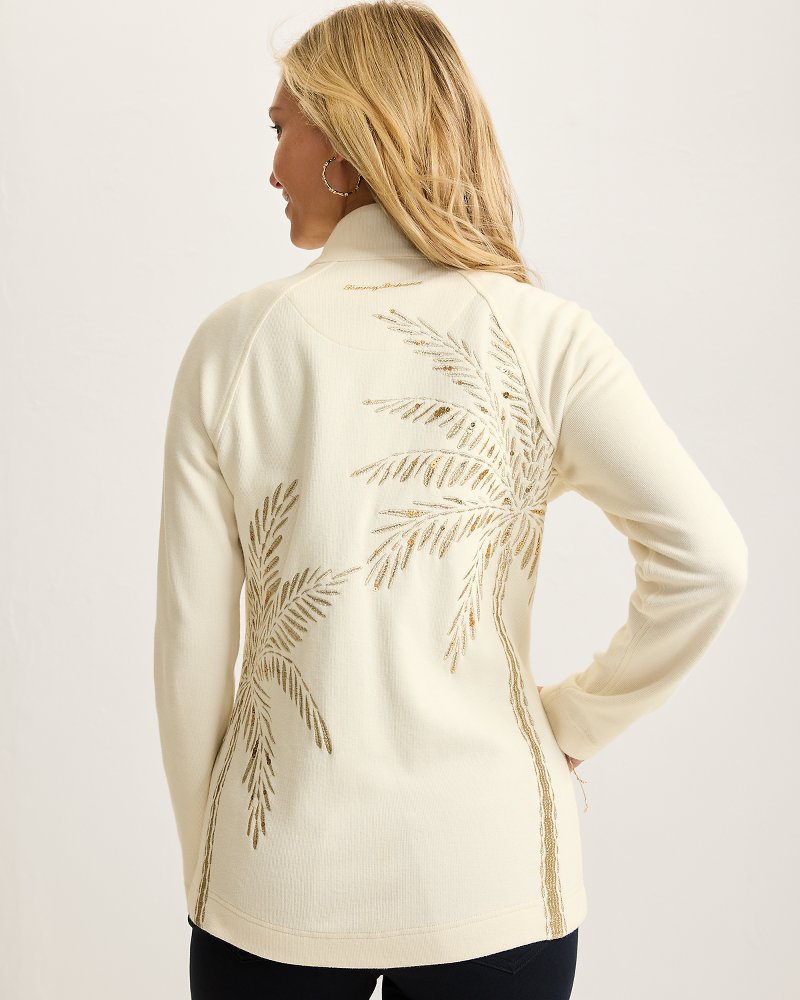 Aruba Portico Palma Embroidered Full-Zip Sweatshirt Coconut | Tommy Bahama Trusted - Aruba Portico Palma Embroidered Full-Zip Sweatshirt