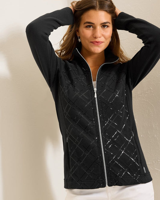 Aruba Diamond Days Embroidered Full-Zip Sweatshirt Black | Tommy Bahama Discount - Aruba Diamond Days Embroidered Full-Zip Sweatshirt