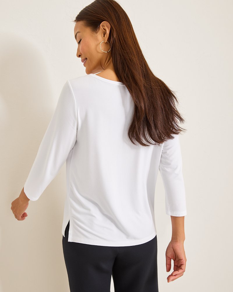 Kona Isles 3/4-Sleeve Boat-Neck Top White | Tommy Bahama Essential - Kona Isles 3/4-Sleeve Boat-Neck Top