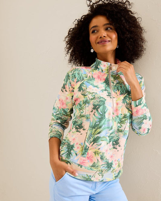 Marina Del Mar Ocean Vida Half-Zip Sweatshirt Malibu Peach | Tommy Bahama Everyday - Marina Del Mar Ocean Vida Half-Zip Sweatshirt