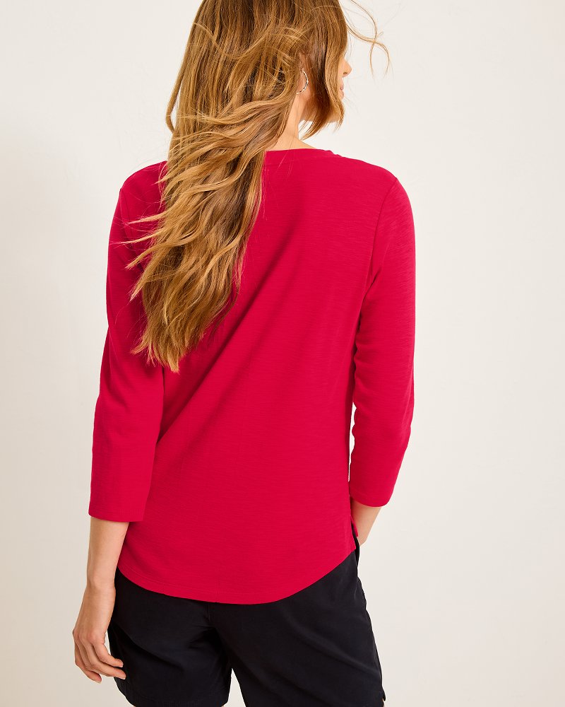 Ashby Isles Scoop-Neck 3/4-Sleeve T-Shirt Tango Red | Tommy Bahama Signature - Ashby Isles Scoop-Neck 3/4-Sleeve T-Shirt