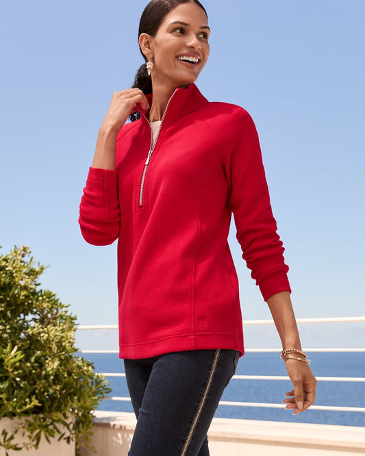Aruba Half-Zip Sweatshirt Tango Red | Tommy Bahama Special Offer - Aruba Half-Zip Sweatshirt