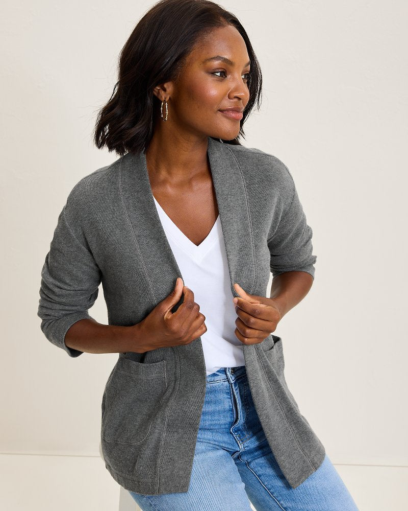 Aruba Cardigan Fog Grey Heather | Tommy Bahama Premium - Aruba Cardigan