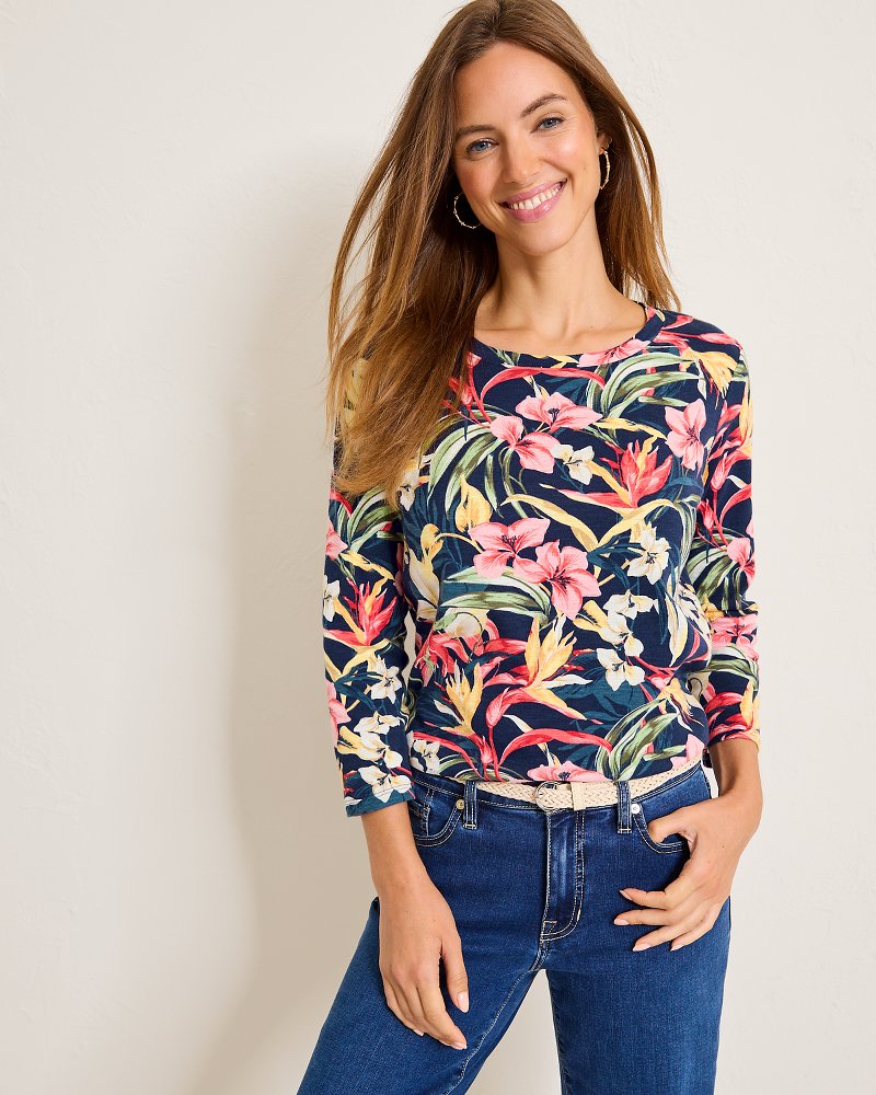 Ashby Isles Flora Amora 3/4-Sleeve T-Shirt Island Navy | Tommy Bahama Smart Buy - Ashby Isles Flora Amora 3/4-Sleeve T-Shirt