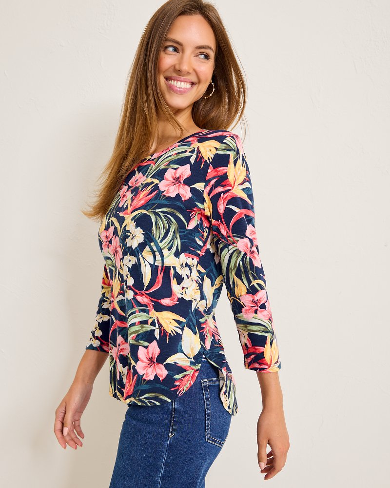 Ashby Isles Flora Amora 3/4-Sleeve T-Shirt Island Navy | Tommy Bahama Smart Buy - Ashby Isles Flora Amora 3/4-Sleeve T-Shirt