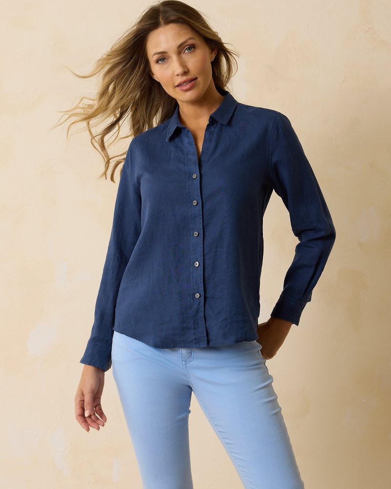 Coastalina Linen Long-Sleeve Shirt Island Navy | Tommy Bahama Trending - Coastalina Linen Long-Sleeve Shirt