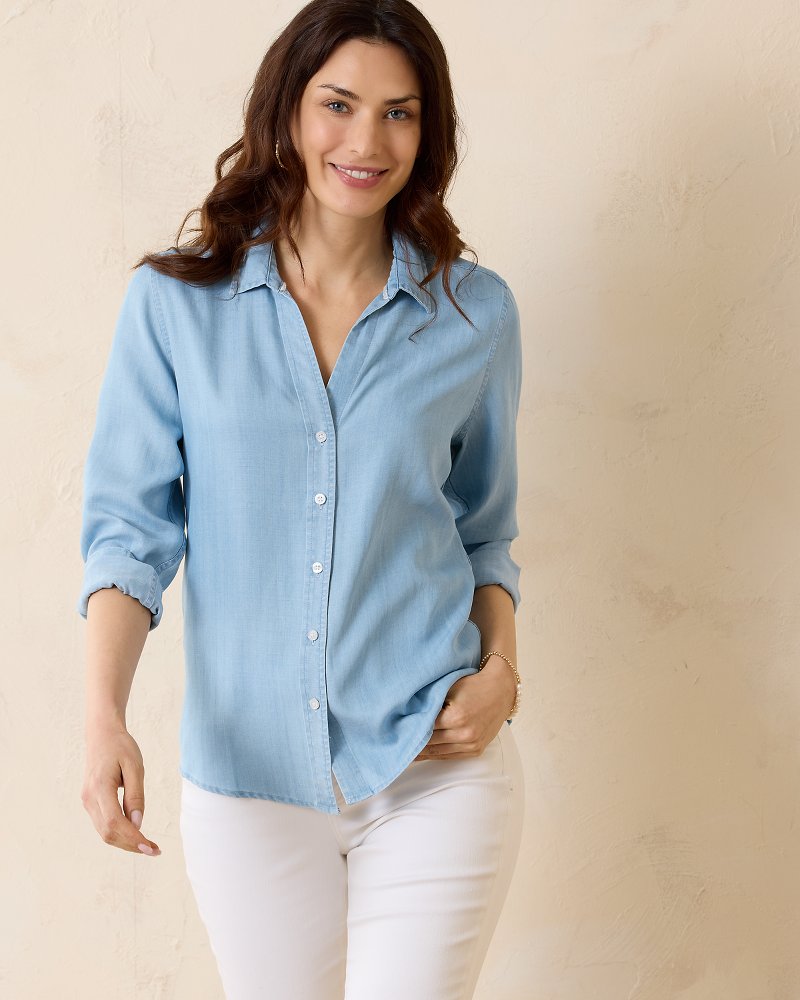 Chambray All Day Long-Sleeve Shirt Light Storm Wash | Tommy Bahama Customer Favorite - Chambray All Day Long-Sleeve Shirt