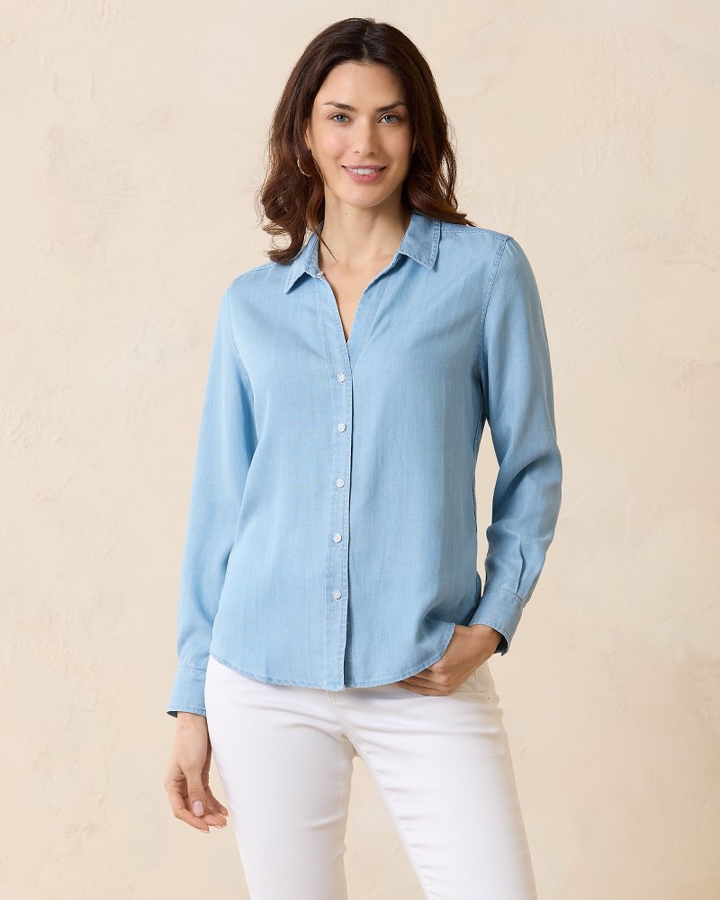 Chambray All Day Long-Sleeve Shirt Light Storm Wash | Tommy Bahama Customer Favorite - Chambray All Day Long-Sleeve Shirt