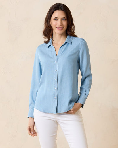 Chambray All Day Long-Sleeve Shirt Light Storm Wash | Tommy Bahama Customer Favorite - Chambray All Day Long-Sleeve Shirt