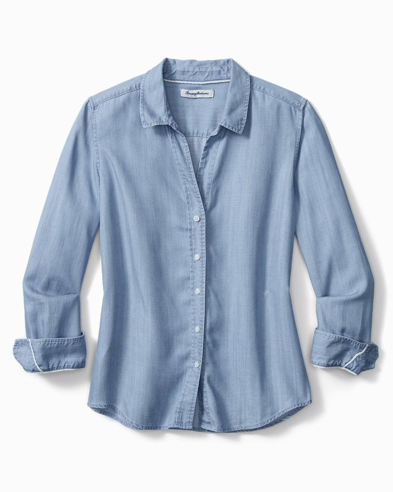 Chambray All Day Long-Sleeve Shirt Light Storm Wash | Tommy Bahama Customer Favorite - Chambray All Day Long-Sleeve Shirt
