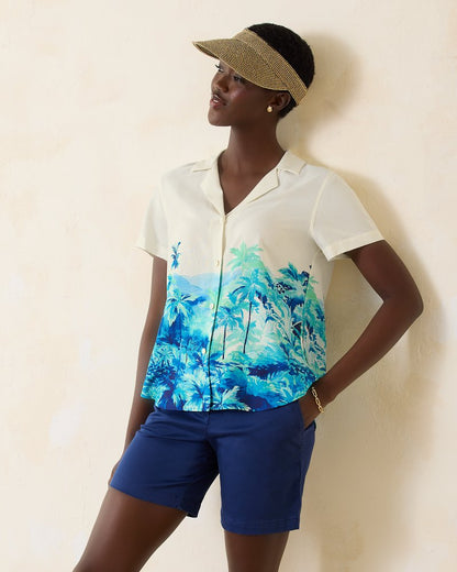 Oceanside Views Talulla Silk Camp Shirt Coconut | Tommy Bahama Premium - Oceanside Views Talulla Silk Camp Shirt