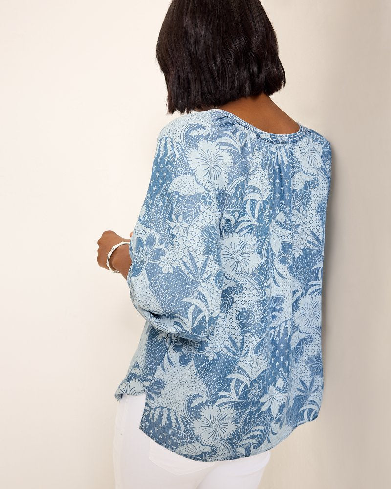 Secret Inlet 3/4-Sleeve Top Med Marina Wash | Tommy Bahama Smart Buy - Secret Inlet 3/4-Sleeve Top