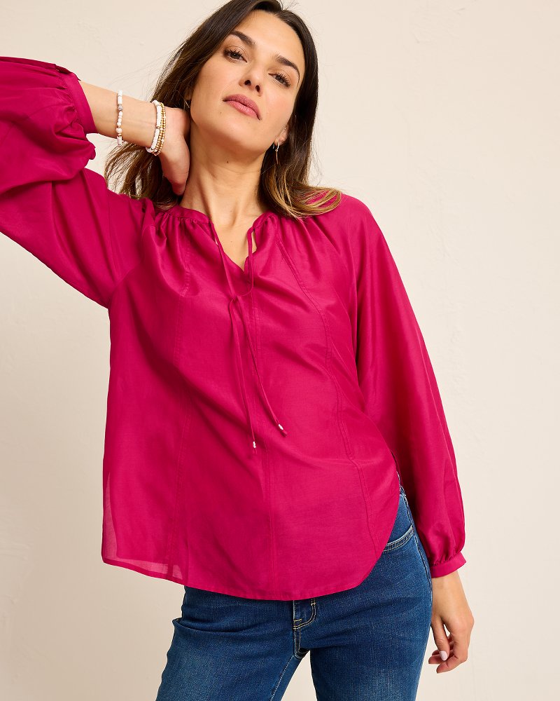 Agua Amara Seamed Peasant Top Pink Papaya | Tommy Bahama Hot Sale - Agua Amara Seamed Peasant Top