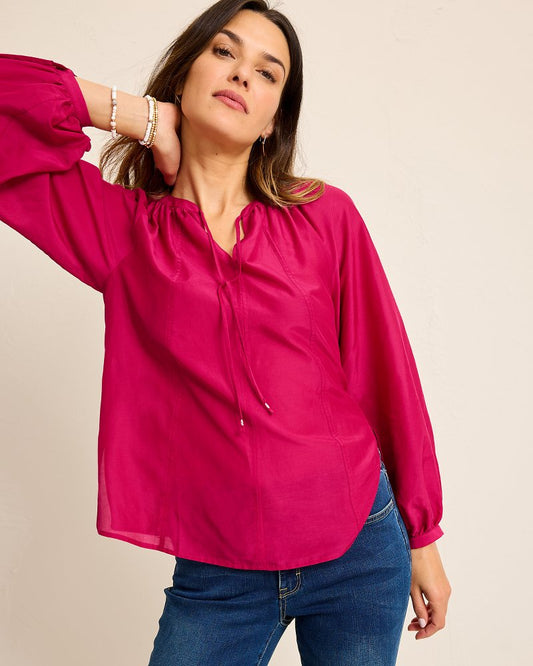Agua Amara Seamed Peasant Top Pink Papaya | Tommy Bahama Hot Sale - Agua Amara Seamed Peasant Top