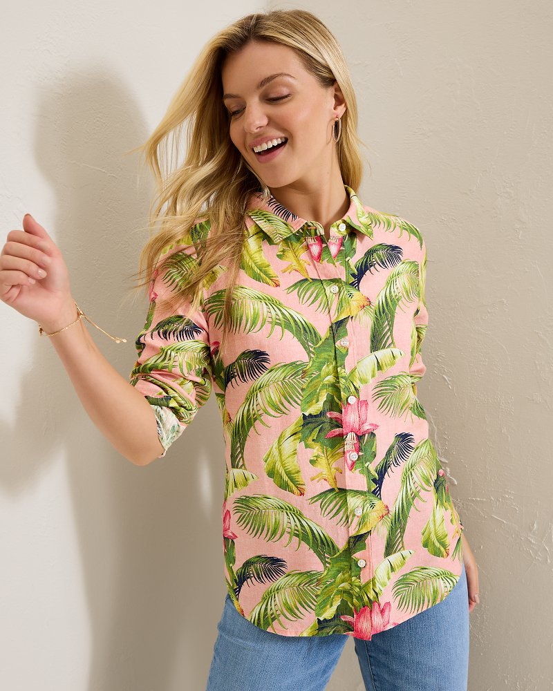 Coastalina Frond Royal Linen Shirt Coral Haze | Tommy Bahama Great Value - Coastalina Frond Royal Linen Shirt