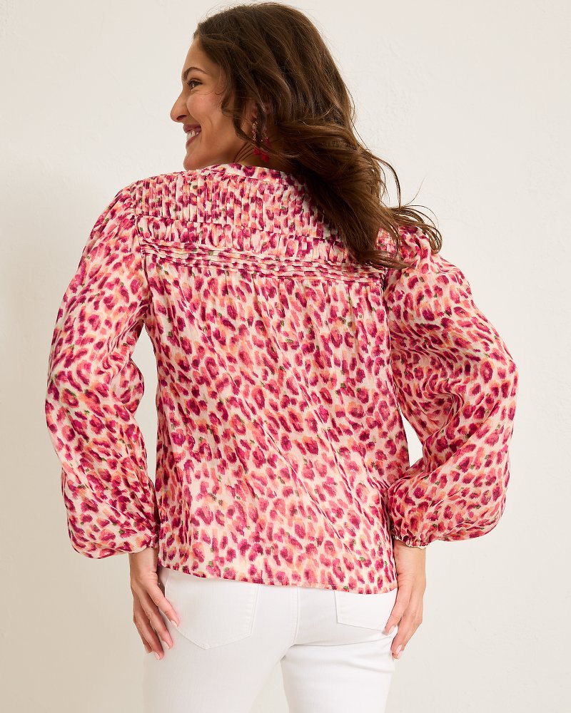 Jeweled Jaguar Pintuck Blouse Bleached Sand | Tommy Bahama Everyday - Jeweled Jaguar Pintuck Blouse