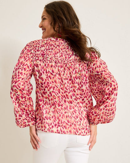 Jeweled Jaguar Pintuck Blouse Bleached Sand | Tommy Bahama Everyday - Jeweled Jaguar Pintuck Blouse