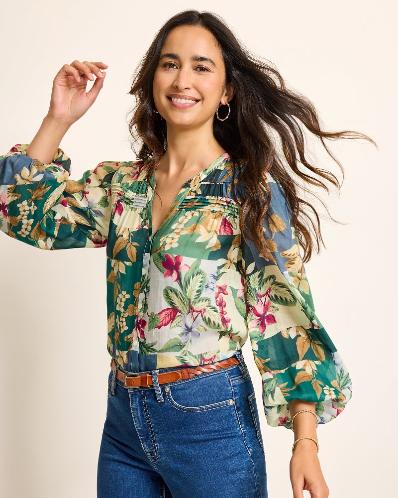 Hightide Flora Pintuck Blouse Bonsai | Tommy Bahama Latest - Hightide Flora Pintuck Blouse