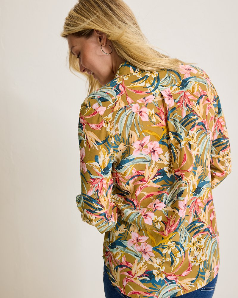 Flora Amora Long-Sleeve Silk Shirt Greek Olive | Tommy Bahama Trusted - Flora Amora Long-Sleeve Silk Shirt