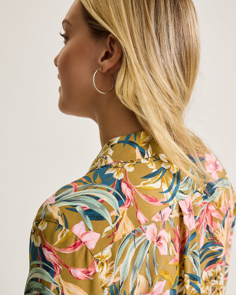 Flora Amora Long-Sleeve Silk Shirt Greek Olive | Tommy Bahama Trusted - Flora Amora Long-Sleeve Silk Shirt