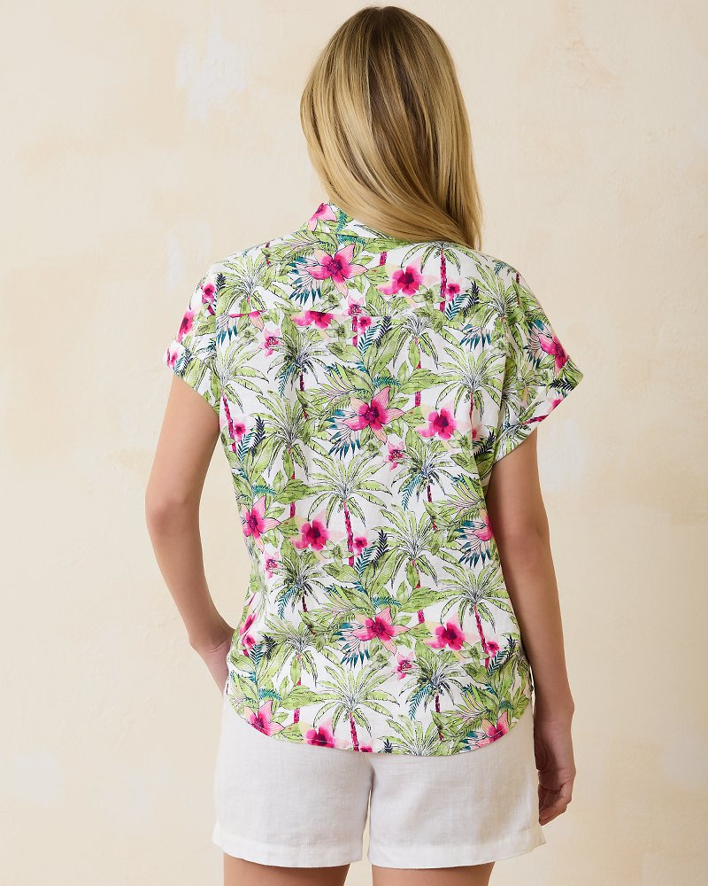 Coastalina Coastal Palms Linen Camp Shirt White | Tommy Bahama Value - Coastalina Coastal Palms Linen Camp Shirt