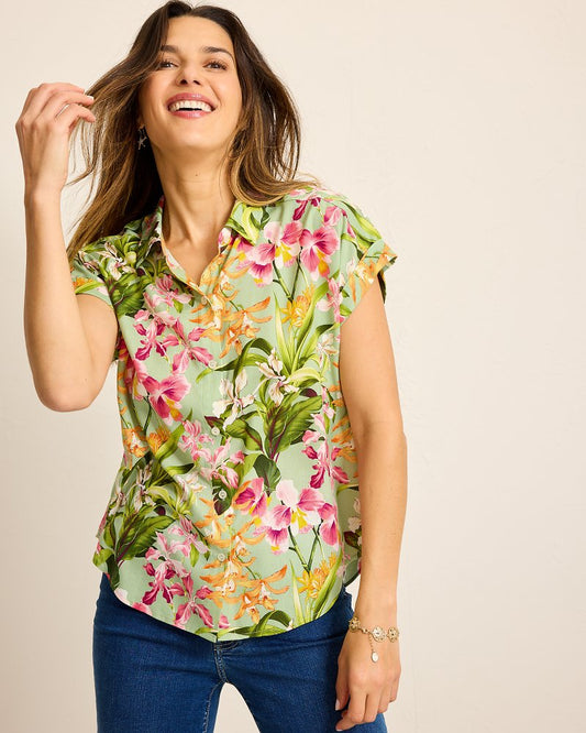 Orchid Bay Silk Camp Shirt Polished Pine | Tommy Bahama Exclusive - Orchid Bay Silk Camp Shirt