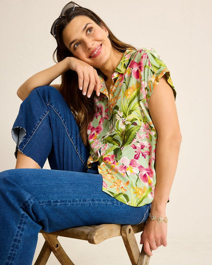 Orchid Bay Silk Camp Shirt Polished Pine | Tommy Bahama Exclusive - Orchid Bay Silk Camp Shirt