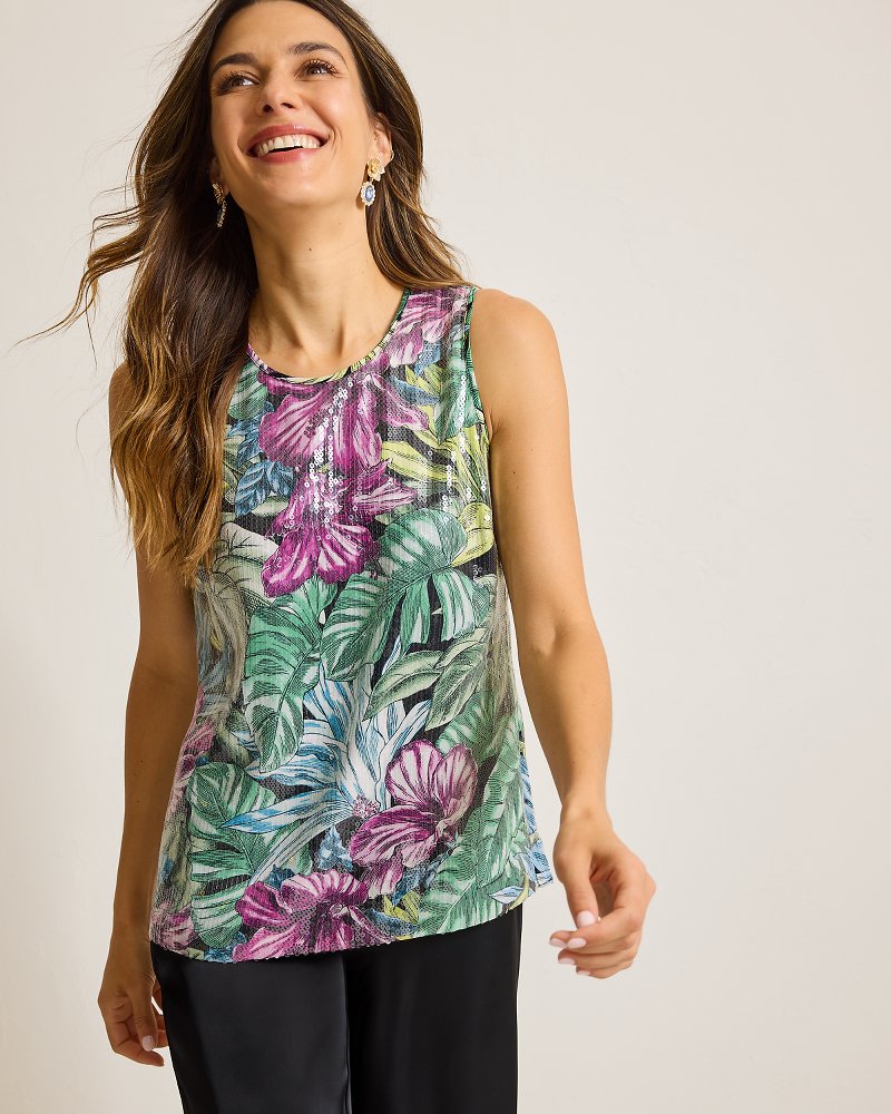 Jungle Jewels Sequin Shell Top Black | Tommy Bahama Deals - Jungle Jewels Sequin Shell Top