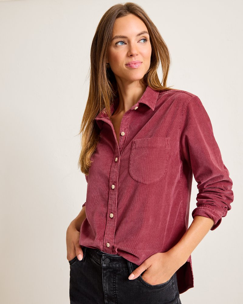 Coasta Cord Sun-Washed Shirt Sangria Red | Tommy Bahama Premium - Coasta Cord Sun-Washed Shirt