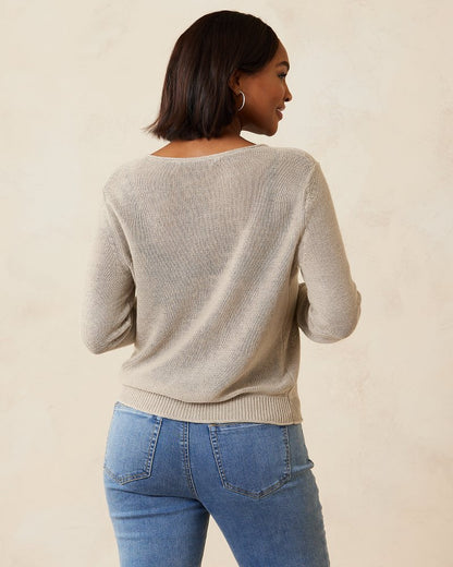 Cedar Linen Long-Sleeve V-Neck Sweater Natural | Tommy Bahama Deals - Cedar Linen Long-Sleeve V-Neck Sweater
