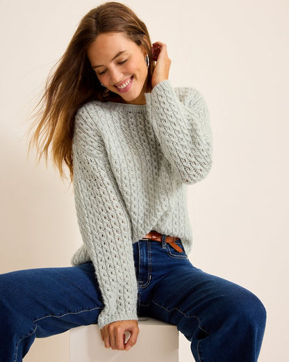 Shimmer Cable Boat-Neck Sweater Metallic Silver | Tommy Bahama Customer Favorite - Shimmer Cable Boat-Neck Sweater