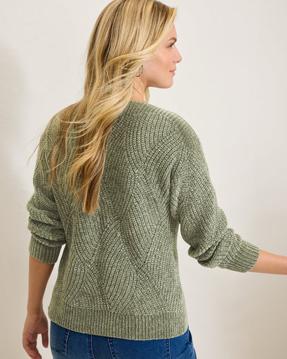 Island Luna Chenille Shell Stitch Boat-Neck Sweater Seagrass | Tommy Bahama Customer Favorite - Island Luna Chenille Shell Stitch Boat-Neck Sweater