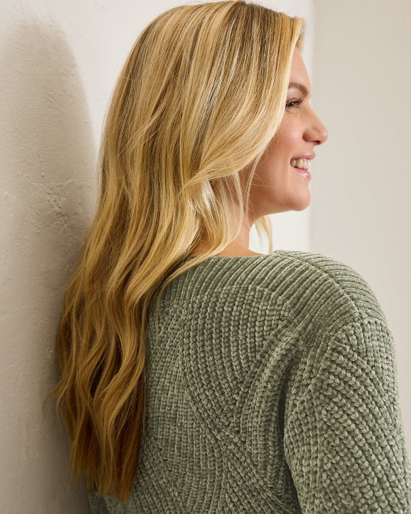 Island Luna Chenille Shell Stitch Boat-Neck Sweater Seagrass | Tommy Bahama Customer Favorite - Island Luna Chenille Shell Stitch Boat-Neck Sweater