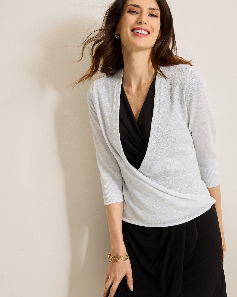 Addison Shimmer Linen-Blend Cardigan Soft Silver | Tommy Bahama Quality - Addison Shimmer Linen-Blend Cardigan