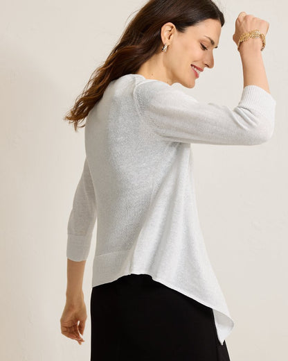 Addison Shimmer Linen-Blend Cardigan Soft Silver | Tommy Bahama Quality - Addison Shimmer Linen-Blend Cardigan