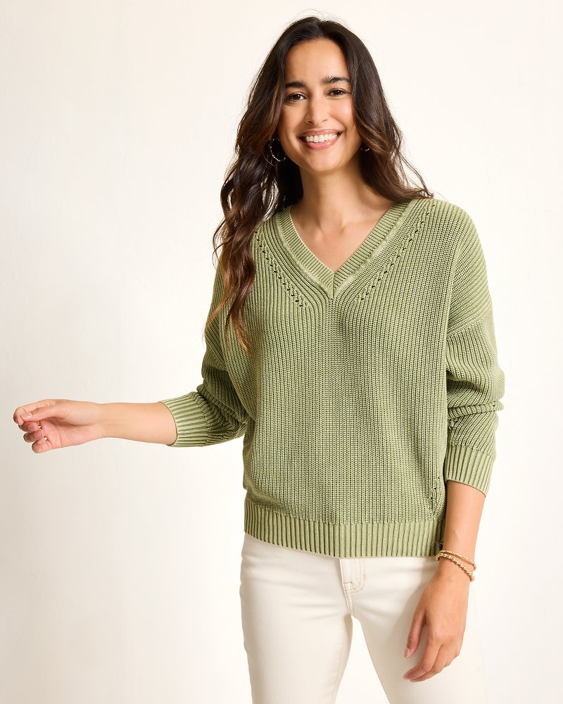 Salt Wash V-Neck Sweater Dusty Thyme | Tommy Bahama Classic - Salt Wash V-Neck Sweater