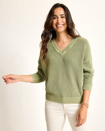 Salt Wash V-Neck Sweater Dusty Thyme | Tommy Bahama Classic - Salt Wash V-Neck Sweater