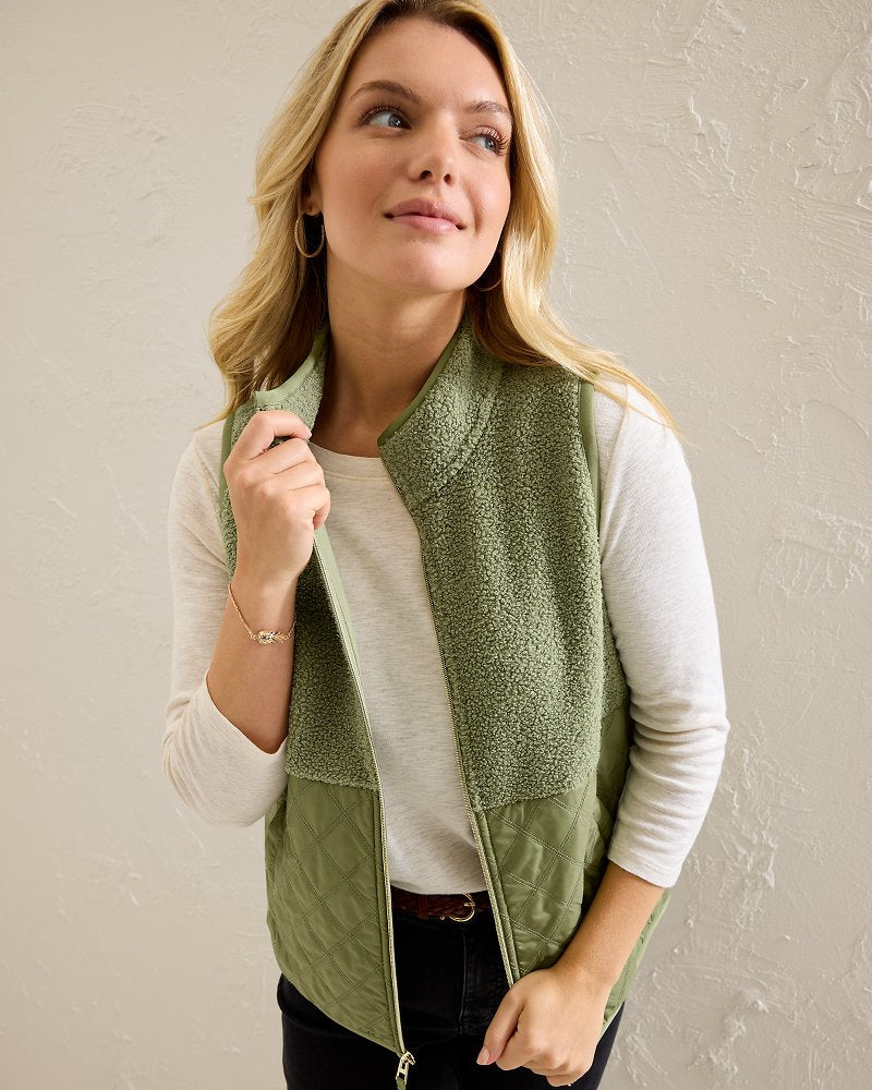 Faux Sherpa Hybrid Vest Dusty Thyme | Tommy Bahama Customer Favorite - Faux Sherpa Hybrid Vest