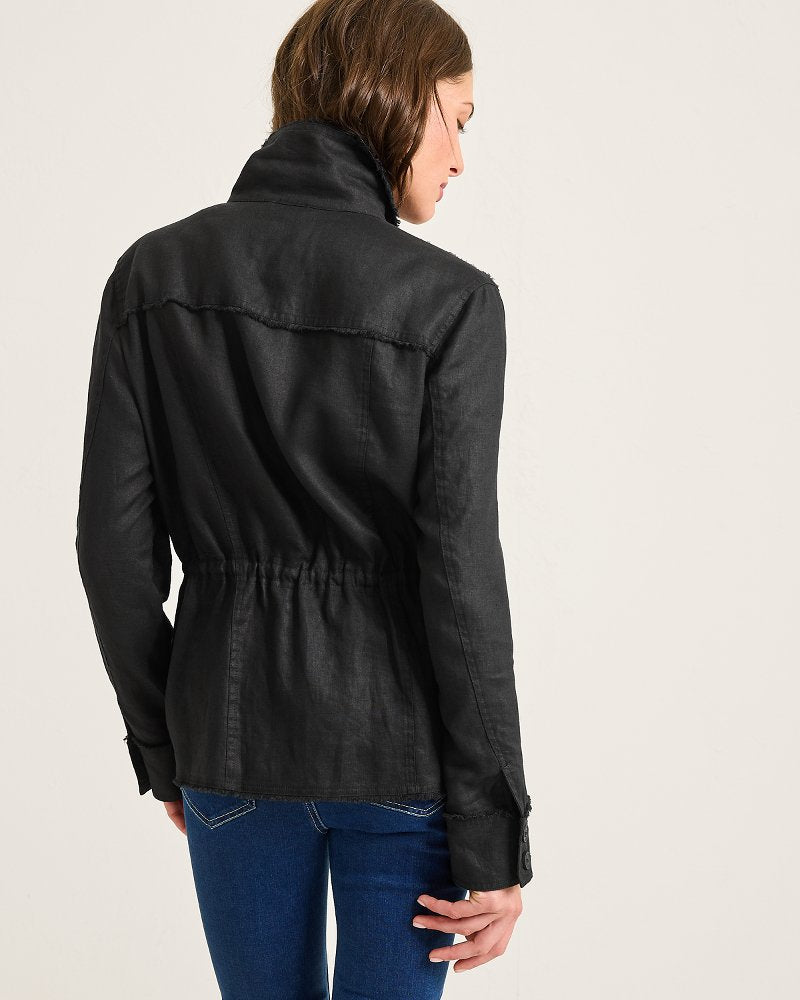 Two Palms Linen Raw-Edge Utility Jacket Black | Tommy Bahama Classic - Two Palms Linen Raw-Edge Utility Jacket