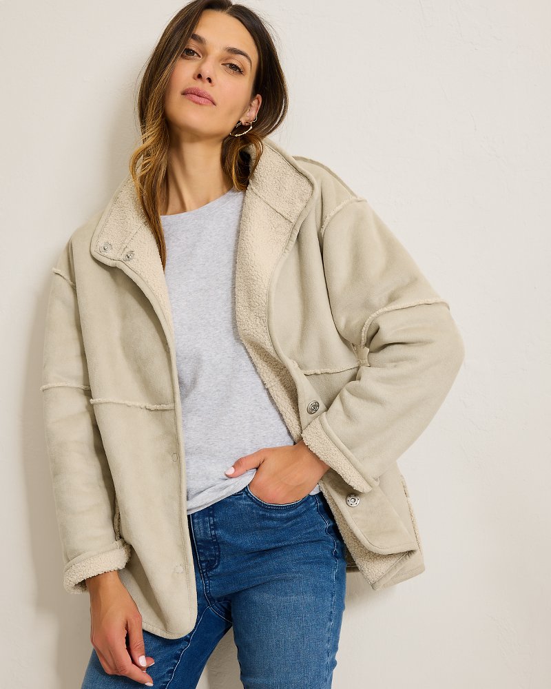 Reversible Faux Shearling Coat Oatmeal | Tommy Bahama Discount - Reversible Faux Shearling Coat