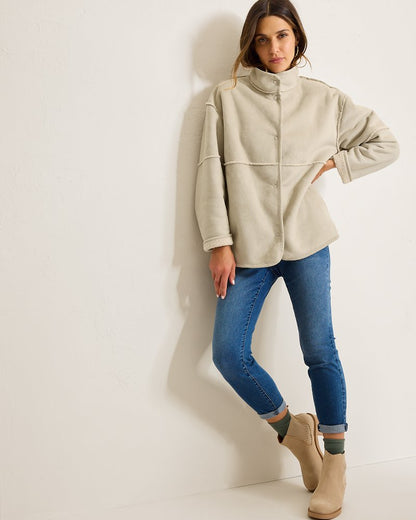 Reversible Faux Shearling Coat Oatmeal | Tommy Bahama Discount - Reversible Faux Shearling Coat