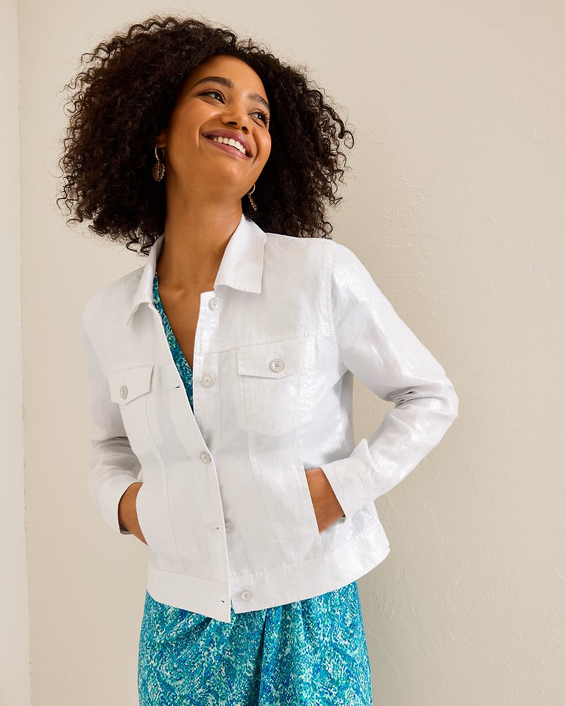 Two Palms Shimmer Linen Jacket White | Tommy Bahama Latest - Two Palms Shimmer Linen Jacket
